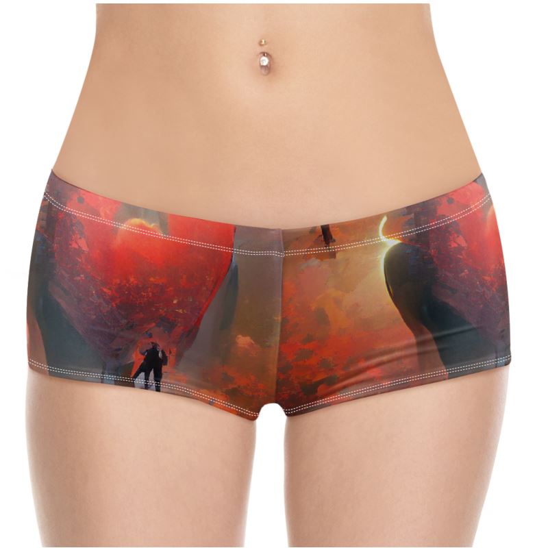 Love - Red & Black High Stretch Material, High-Quality Finish Fully Lined Hot Pants