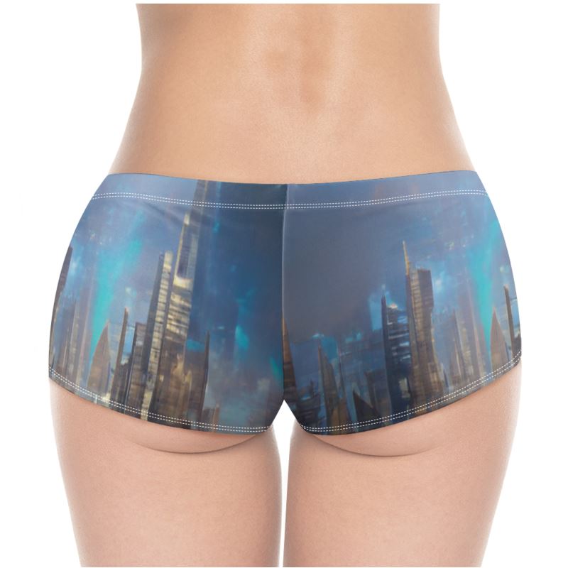 Painting of London - Blue & Black High Stretch Material, High-Quality Finish Fully Lined Hot Pants