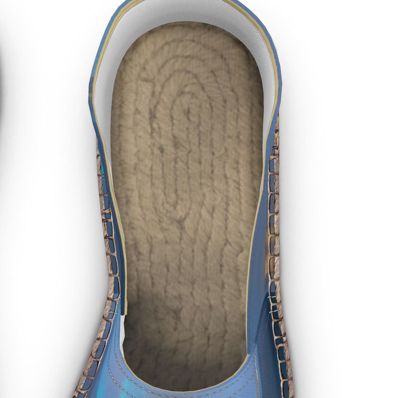 Painting of London - Blue & Black Non-Slip Rubber Base Unisex Jute Woven Insole Espadrilles