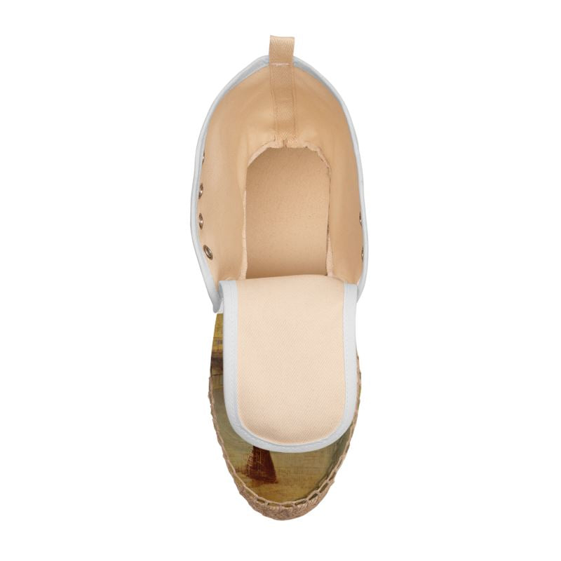 Lust - Beige High Top Lace Up Espadrilles