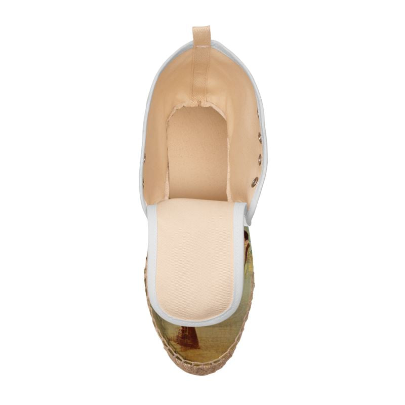 Lust - Beige High Top Lace Up Espadrilles