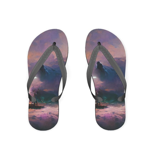 Miserable - Purple & Black Soft Plastic Straps, Covered With Poly-Satin, Sturdy Foam Base Flip Flops