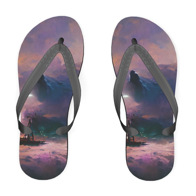 Miserable - Purple & Black Soft Plastic Straps, Covered With Poly-Satin, Sturdy Foam Base Flip Flops