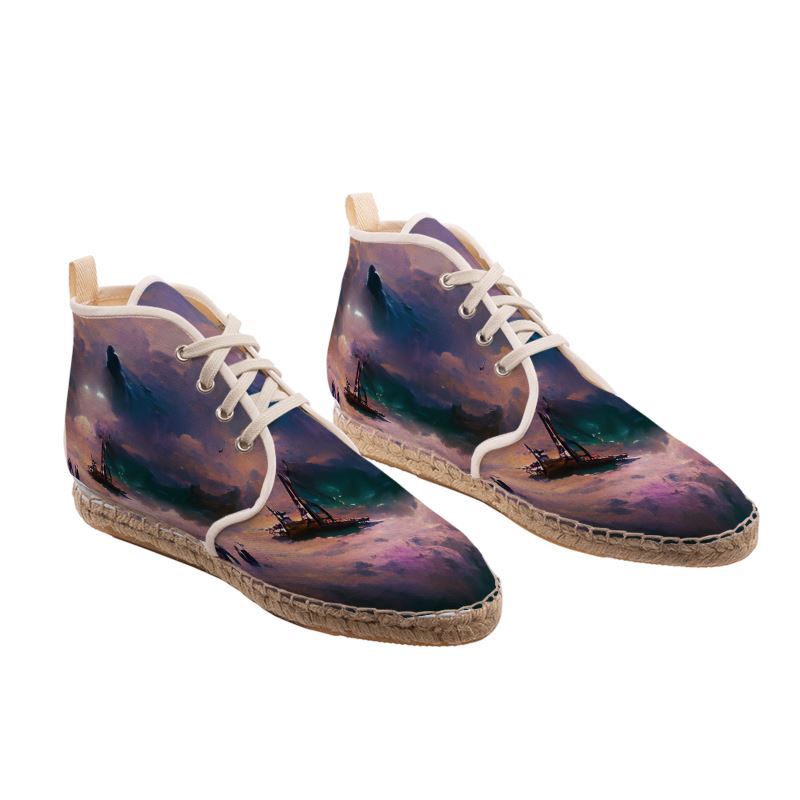 Miserable - Purple & Black High Top Lace Up Espadrilles