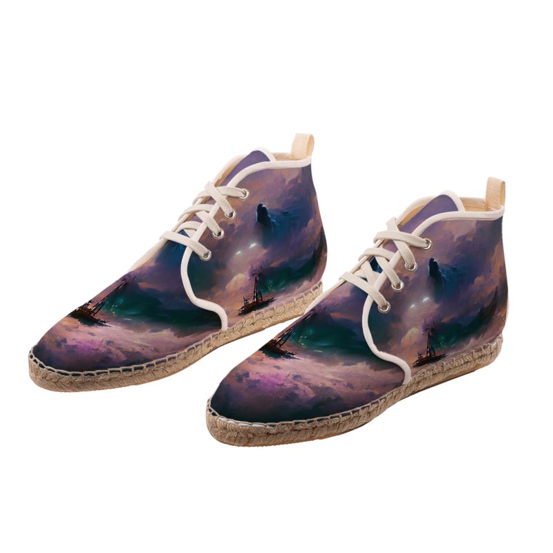 Miserable - Purple & Black High Top Lace Up Espadrilles