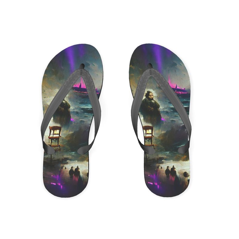 Miserable 10 - Purple & Black Unisex Soft Plastic Straps, Covered With Poly-Satin, Sturdy Foam Base Flip Flops