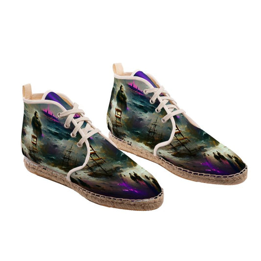 Miserable 10 - Purple & Black High Top Lace Up Espadrilles