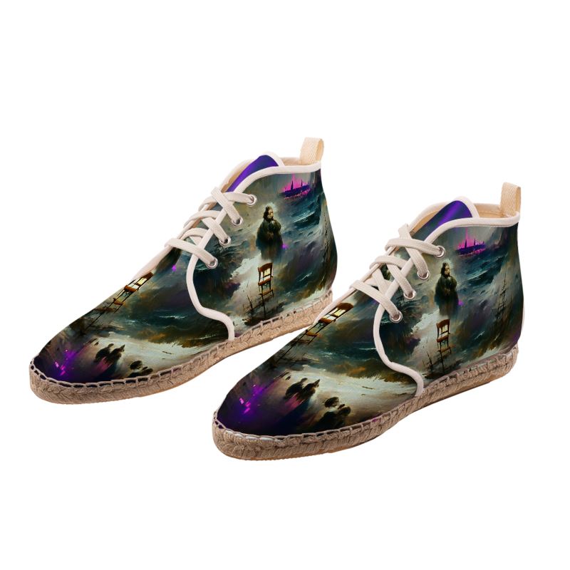 Miserable 10 - Purple & Black High Top Lace Up Espadrilles