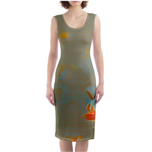 Mixed up - Green Silky, Slim Fit Split Leg Bodycon Dress