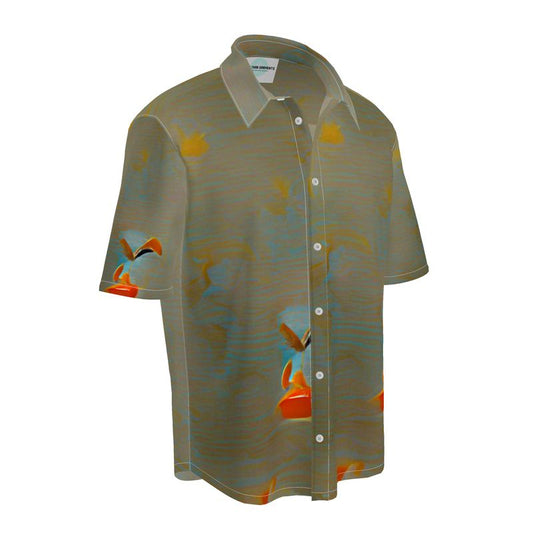 Mixed up - Green Short Sleeve Button Up, Mother Of Pearl Buttons, Breathable Fabric, Men's Short Sleeve Shirt