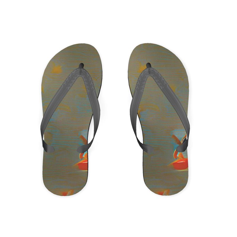 Mixed up - Green Soft Plastic Straps, Covered With Poly-Satin, Sturdy Foam Base Flip Flops