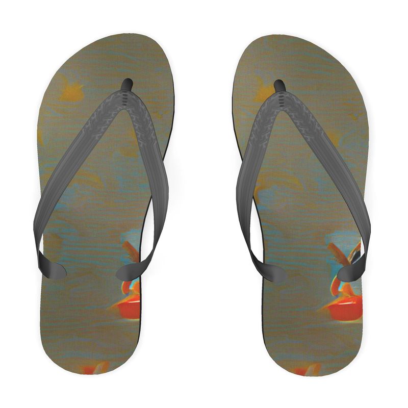 Mixed up - Green Soft Plastic Straps, Covered With Poly-Satin, Sturdy Foam Base Flip Flops