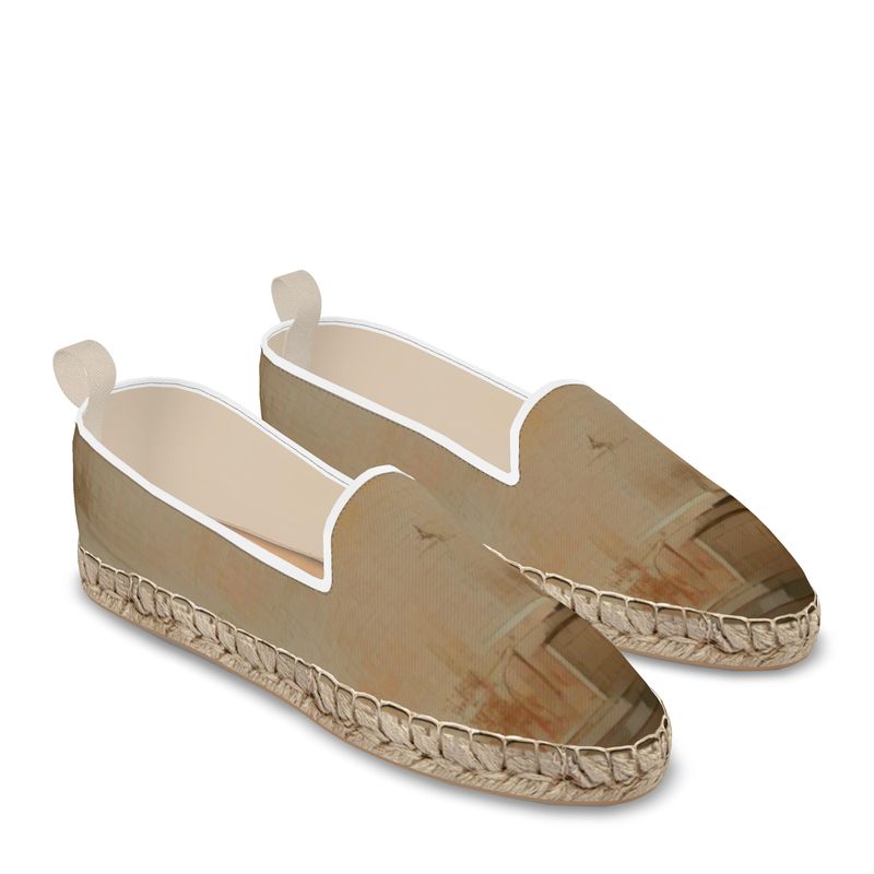 Panicked - Beige Fabric Or Jute Innersole, Flat Shoe, Rubberised Hard Wearing Sole, Loafer Espadrilles