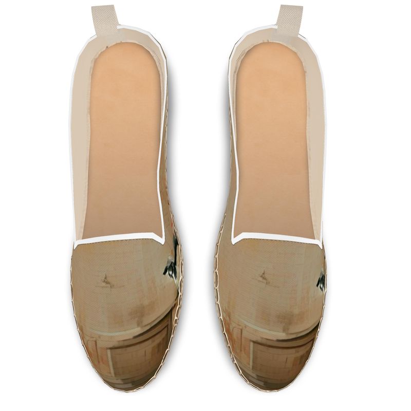 Panicked - Beige Fabric Or Jute Innersole, Flat Shoe, Rubberised Hard Wearing Sole, Loafer Espadrilles