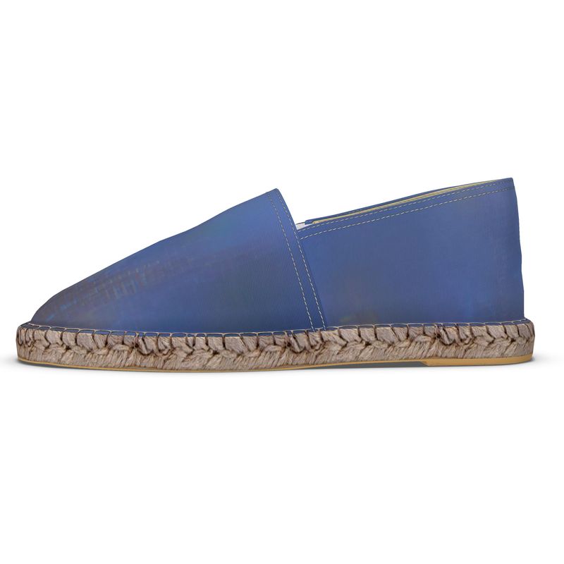 Foggy Painting of London - Dark Blue Non-Slip Rubber Base Unisex Jute Woven Insole Espadrilles