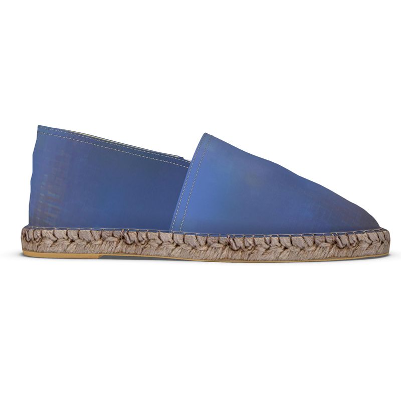 Foggy Painting of London - Dark Blue Non-Slip Rubber Base Unisex Jute Woven Insole Espadrilles