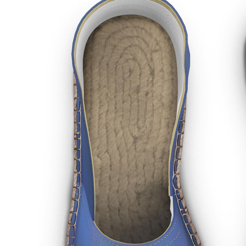 Foggy Painting of London - Dark Blue Non-Slip Rubber Base Unisex Jute Woven Insole Espadrilles