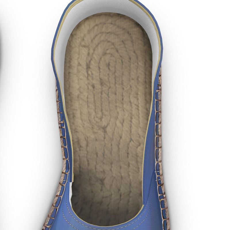 Foggy Painting of London - Dark Blue Non-Slip Rubber Base Unisex Jute Woven Insole Espadrilles