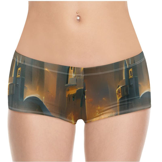 Burning Castle - Orange & Brown High Stretch Material, High-Quality Finish Fully Lined Hot Pants