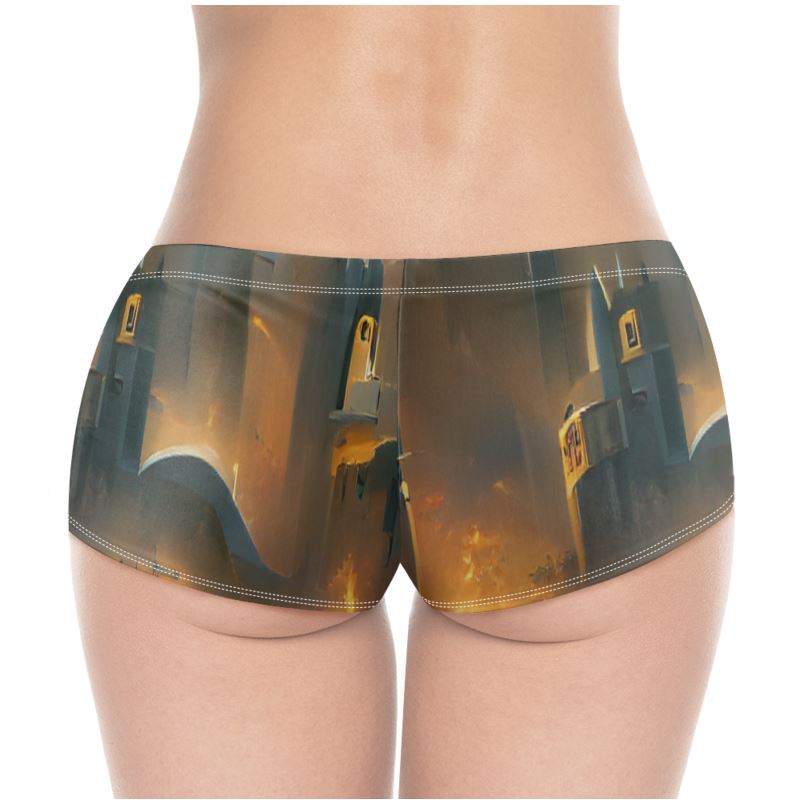 Burning Castle - Orange & Brown High Stretch Material, High-Quality Finish Fully Lined Hot Pants