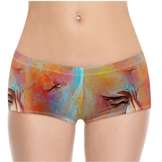 Self-Compassionate - Orange & Blue High Stretch Material, High-Quality Finish Fully Lined Hot Pants