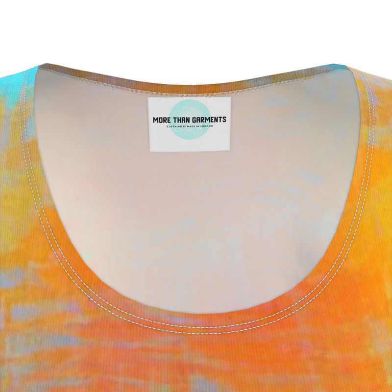 Self-Compassionate - Orange & Blue Easily Transform From Casual To Smart, Full Print Ladies Tunic T-Shirt