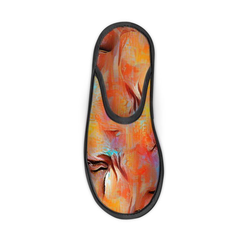 Self-Compassionate - Orange & Blue Locks In Warmth, Non-slip Leatherette Sole, Water Absorbent Qualities Slippers