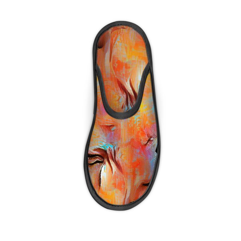 Self-Compassionate - Orange & Blue Locks In Warmth, Non-slip Leatherette Sole, Water Absorbent Qualities Slippers