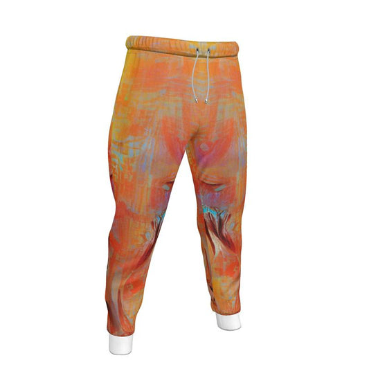Self-Compassionate - Orange & Blue Lined Side Pockets, Slim Fit Leg With Elastic Waist, Stylish Men's Jogging Bottoms