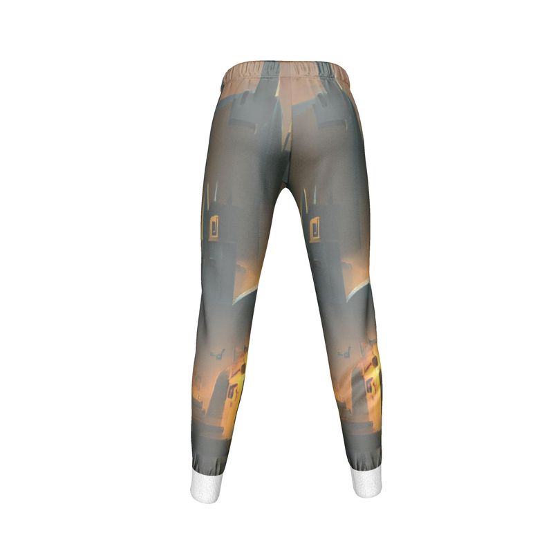 Burning Castle - Orange & Brown Cuffed Tracksuit Ladies Jogging Bottoms