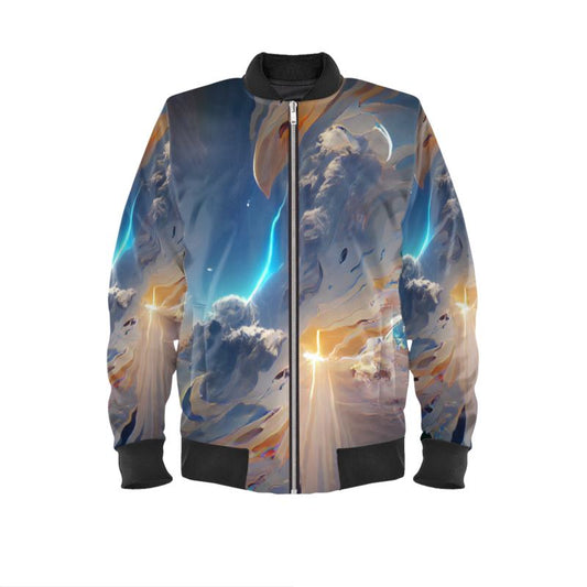 The First Day Of The Heavens - White & Grey Men's Bomber Jacket