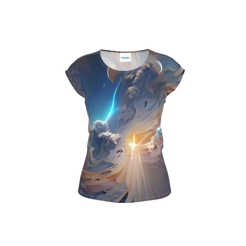 The First Day Of The Heavens - White & Grey Ideal For Special Occasions, Comfortable Stretchy Fabric, Relaxed Fit, Ladies Loose Fit T-Shirt