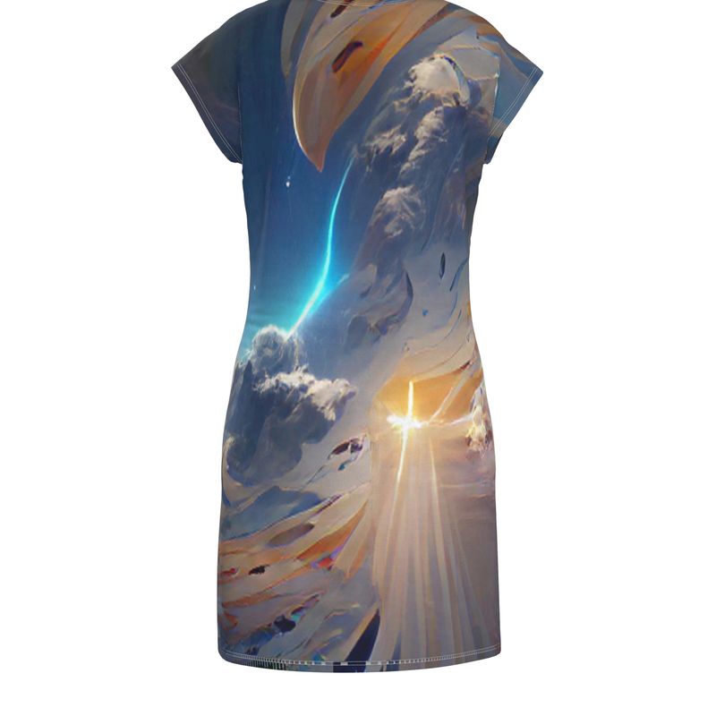 The First Day Of The Heavens - White & Grey Easily Transform From Casual To Smart, Full Print Ladies Tunic T-Shirt