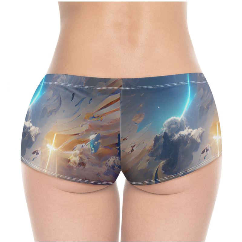 The First Day Of The Heavens - White & Grey High Stretch Material, High-Quality Finish Fully Lined Hot Pants