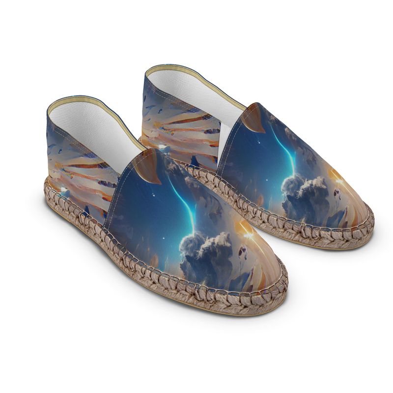 The First Day Of The Heavens - White & Grey Non-Slip Rubber Base Unisex Jute Woven Insole Espadrilles