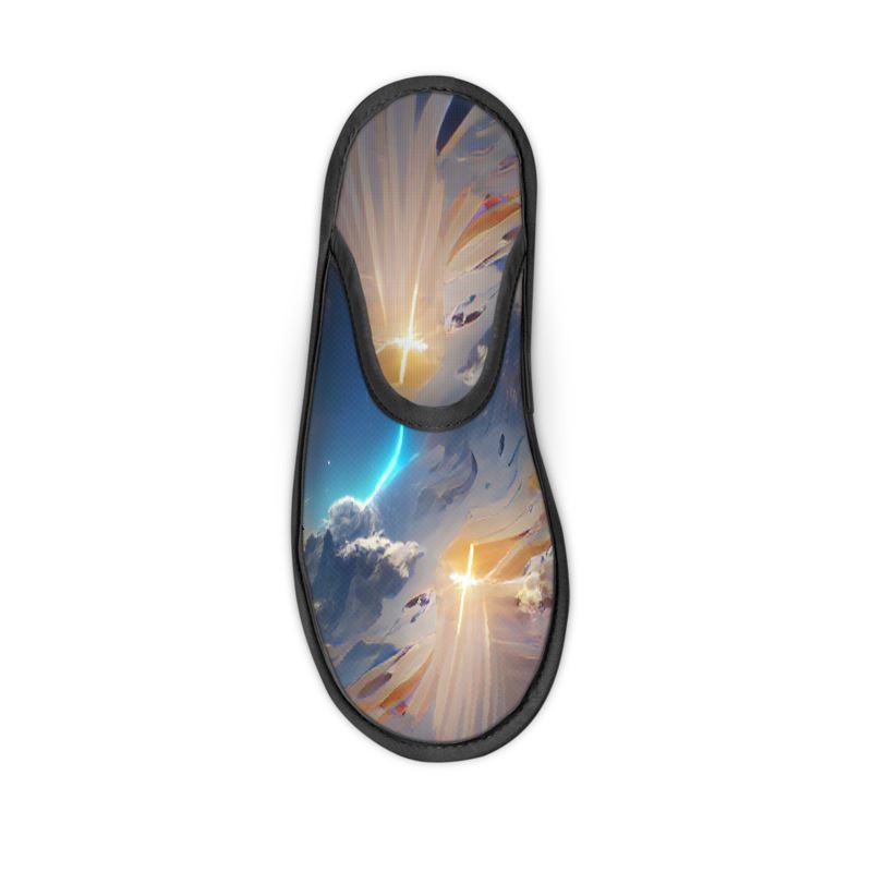 The First Day Of The Heavens - White & Grey Locks In Warmth, Non-slip Leatherette Sole, Water Absorbent Qualities Slippers