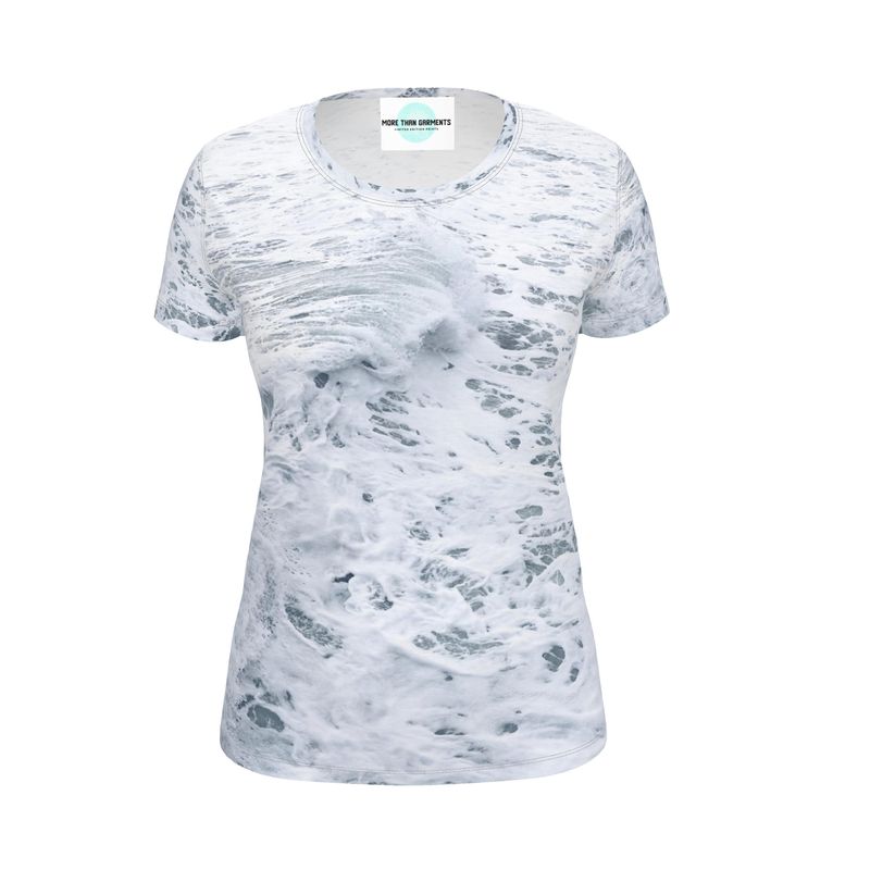 Ocean Sea - White & Grey Soft, Durable Fabric, Flattering Women's T-Shirt