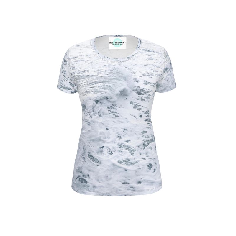 Ocean Sea - White & Grey Soft, Durable Fabric, Flattering Women's T-Shirt