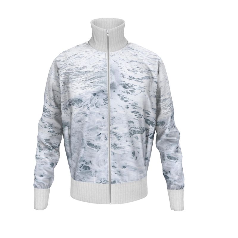 Ocean Sea - White & Grey Men's Tracksuit Jacket