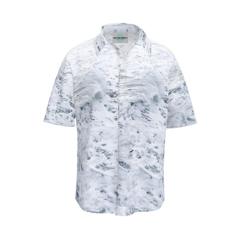 Ocean Sea - White & Grey Short Sleeve Button Up, Mother Of Pearl Buttons, Breathable Fabric, Men's Short Sleeve Shirt