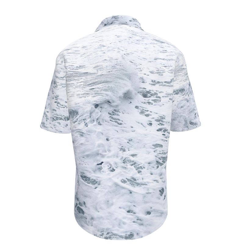 Ocean Sea - White & Grey Short Sleeve Button Up, Mother Of Pearl Buttons, Breathable Fabric, Men's Short Sleeve Shirt