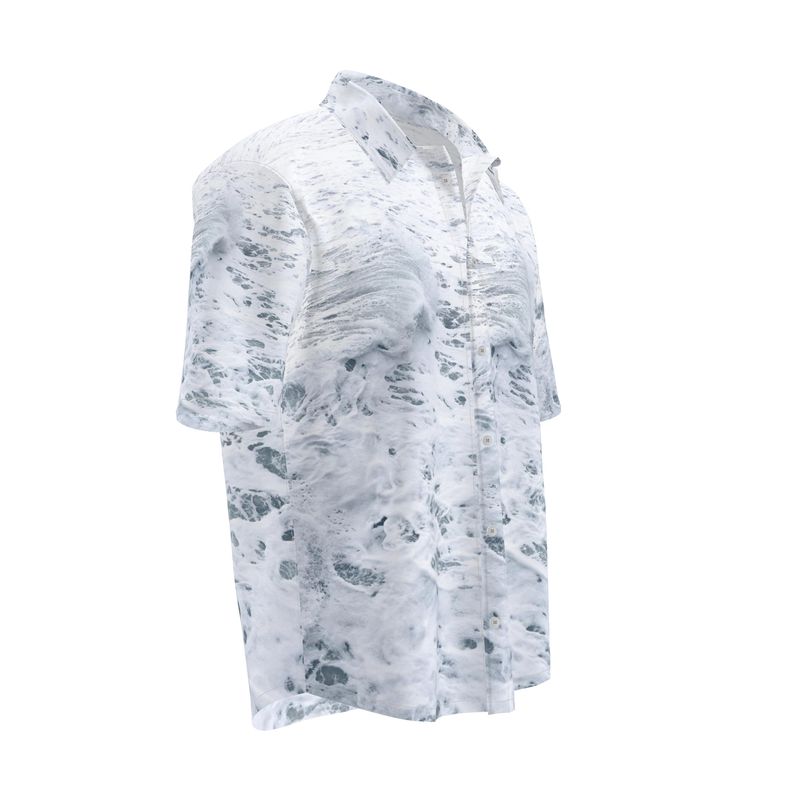 Ocean Sea - White & Grey Short Sleeve Button Up, Mother Of Pearl Buttons, Breathable Fabric, Men's Short Sleeve Shirt