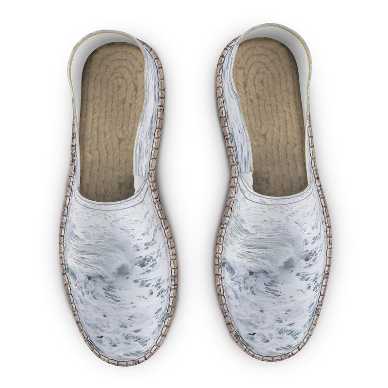 Ocean Sea - White & Grey Non-Slip Rubber Base Unisex Jute Woven Insole Espadrilles