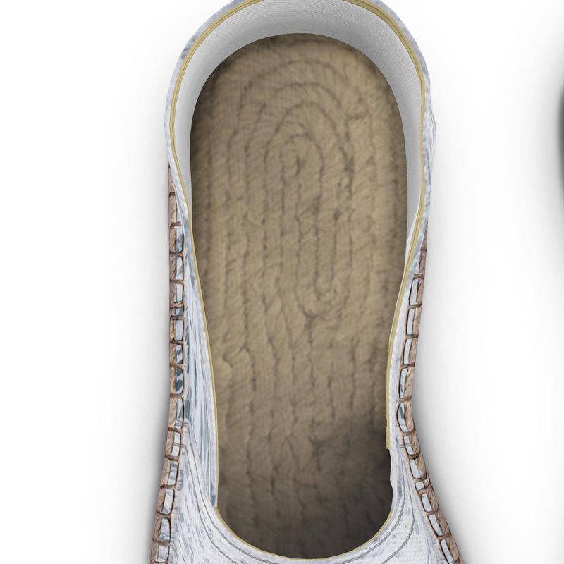 Ocean Sea - White & Grey Non-Slip Rubber Base Unisex Jute Woven Insole Espadrilles