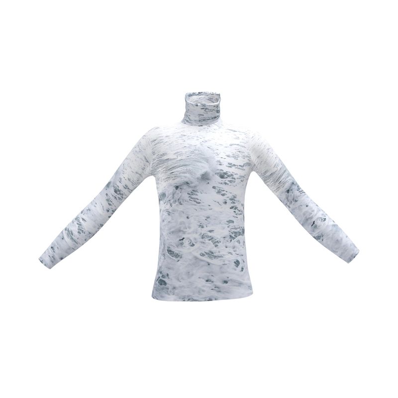 Ocean Sea - White & Grey Long Sleeves, Men's Slim Fit Roll Neck