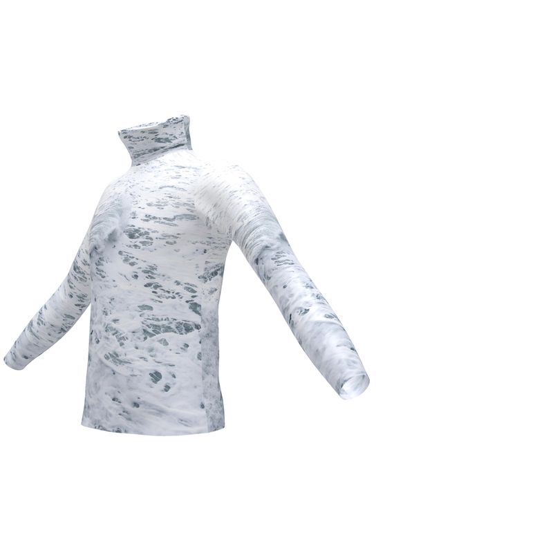 Ocean Sea - White & Grey Long Sleeves, Men's Slim Fit Roll Neck