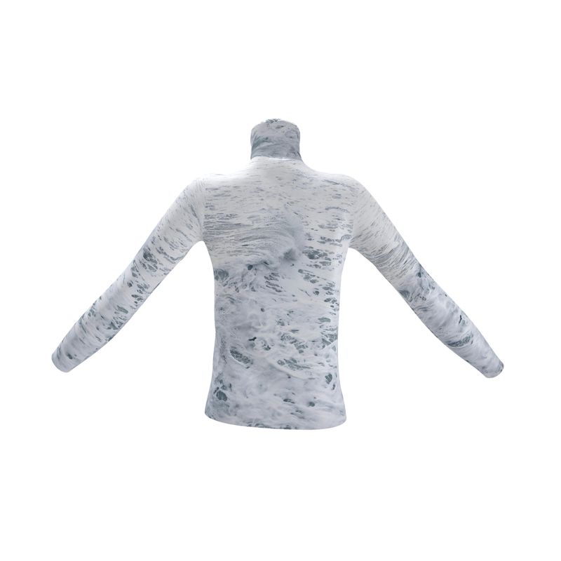 Ocean Sea - White & Grey Long Sleeves, Men's Slim Fit Roll Neck