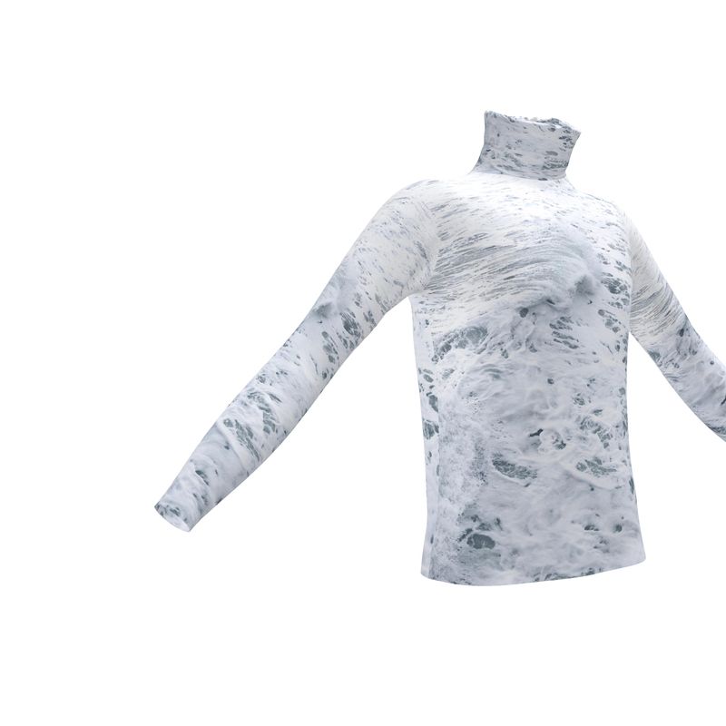 Ocean Sea - White & Grey Long Sleeves, Men's Slim Fit Roll Neck