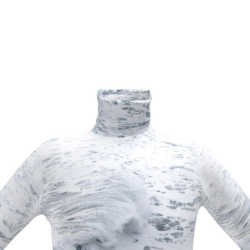 Ocean Sea - White & Grey Long Sleeves, Men's Slim Fit Roll Neck