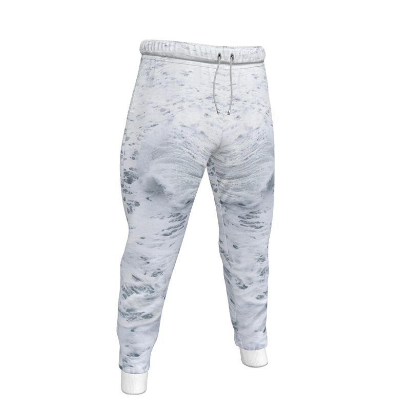 Ocean Sea - White & Grey Lined Side Pockets, Slim Fit Leg With Elastic Waist, Stylish Men's Jogging Bottoms